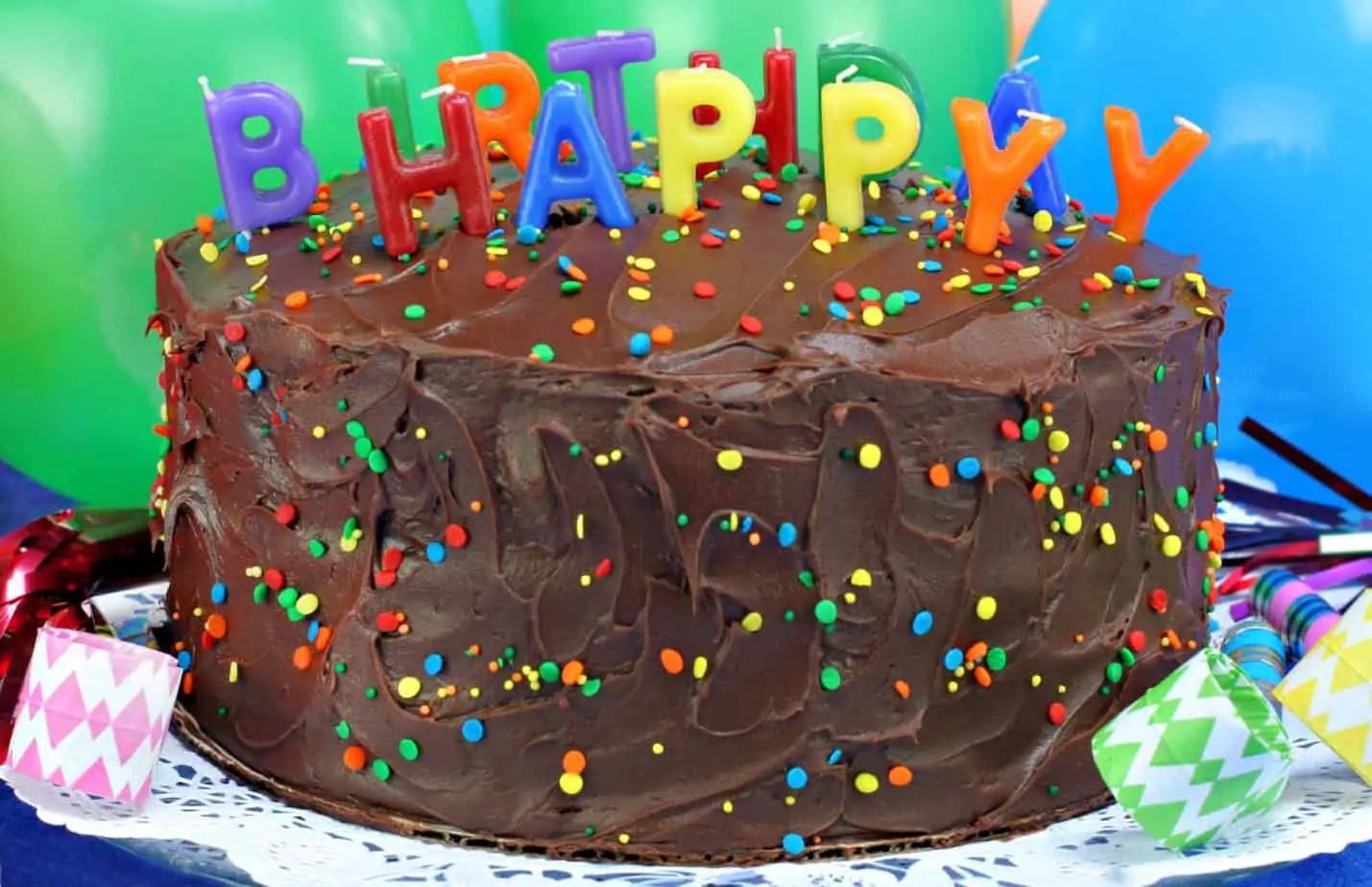 A homemade chocolate birthday cake made for a child's special day.