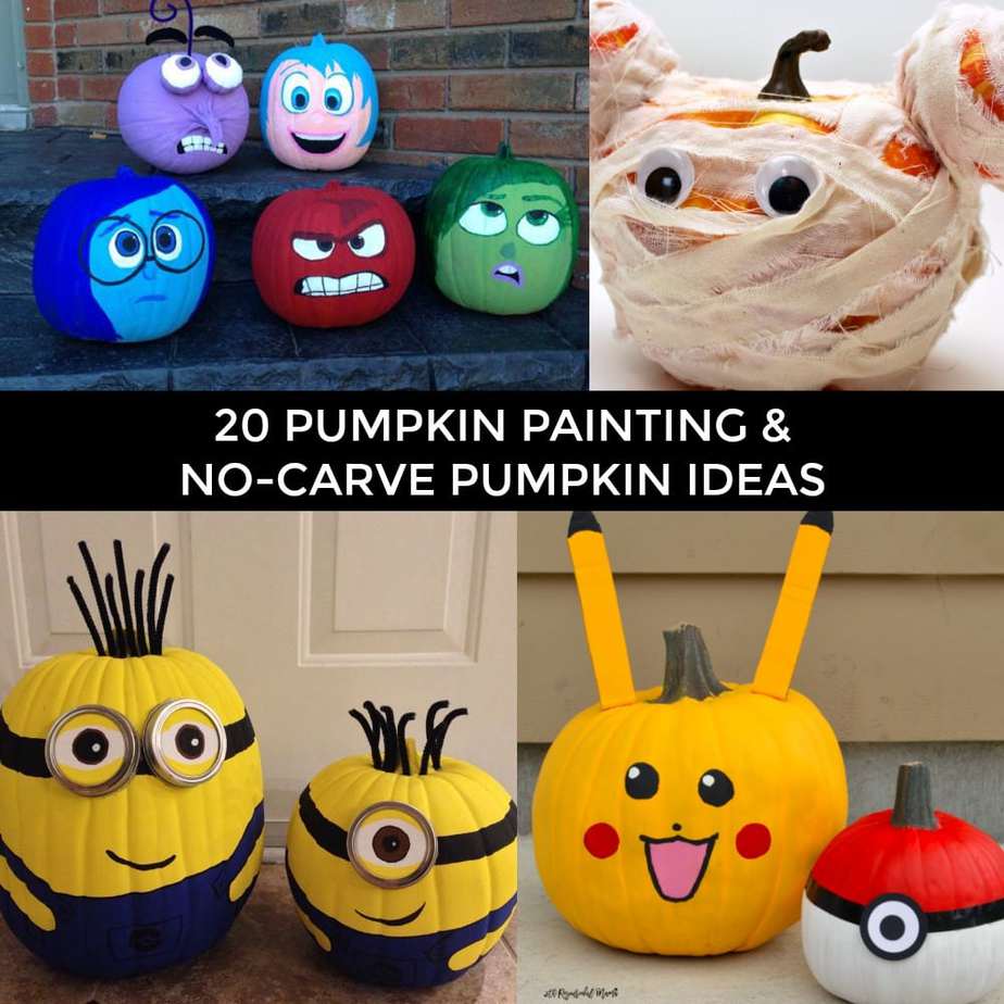 20 Pumpkin Painting Ideas and No Carve Pumpkin Ideas