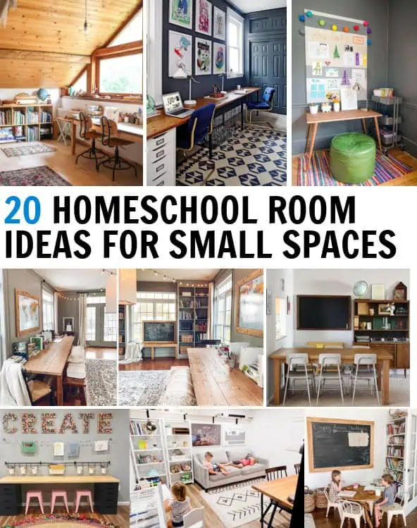 Basics of setting up a homeschool room & 20 small space homeschool setup ideas to inspire you to build your own homeschool learning space. 