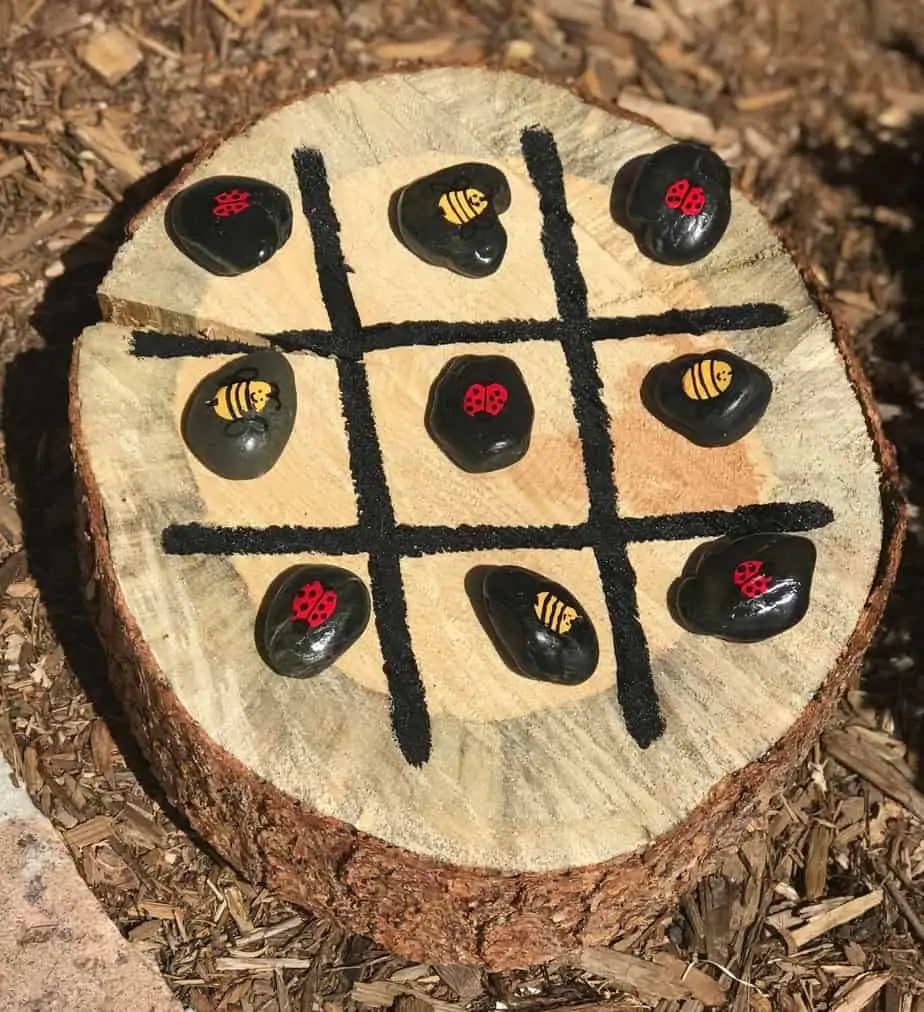 Tree Stump Tic Tac Toe is a fun backyard game the entire family will enjoy