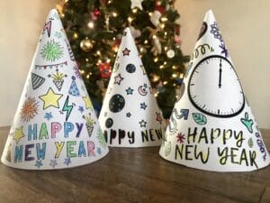 New Years Activity Kids Coloring Party Hats