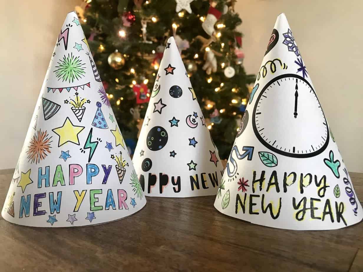 New Years Activity Kids Coloring Party Hats