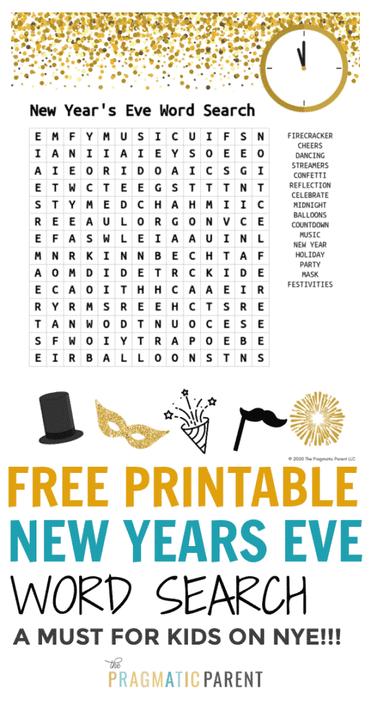 (Free Printable) New Years Kid's Activity Word Search