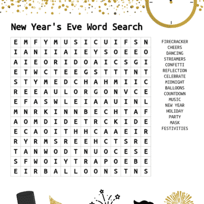 (Free Printable) New Years Kid's Activity Word Search