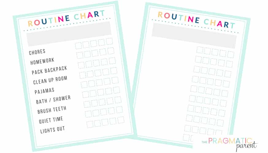 Routine Charts for Back to School Preparation