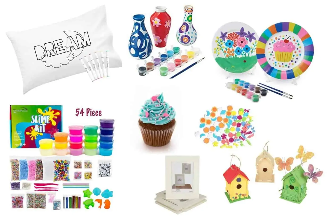 Arts and crafts station at a kids' birthday party — a creative alternative to goody bags.