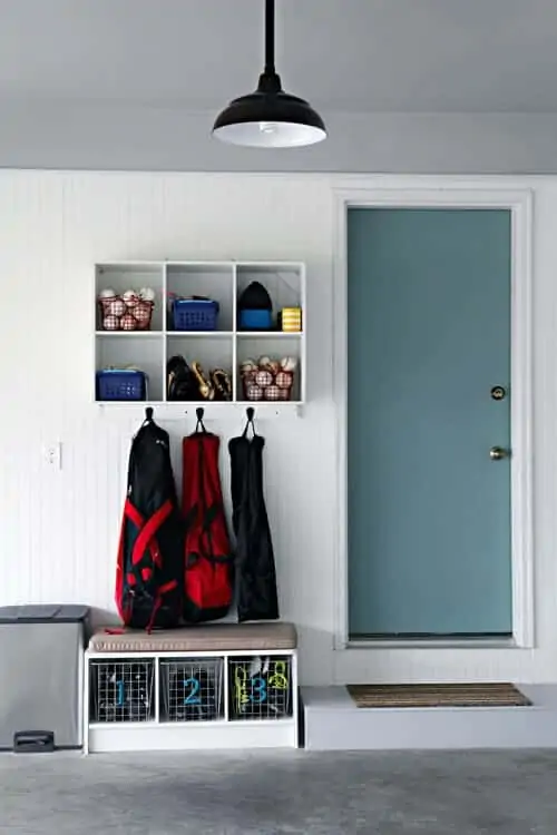 easy garage organization for bags and backpacks 