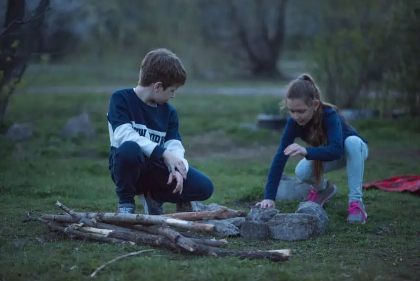 Kids Playing Outside at Night
