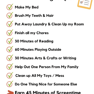 screen time rules checklist for kids