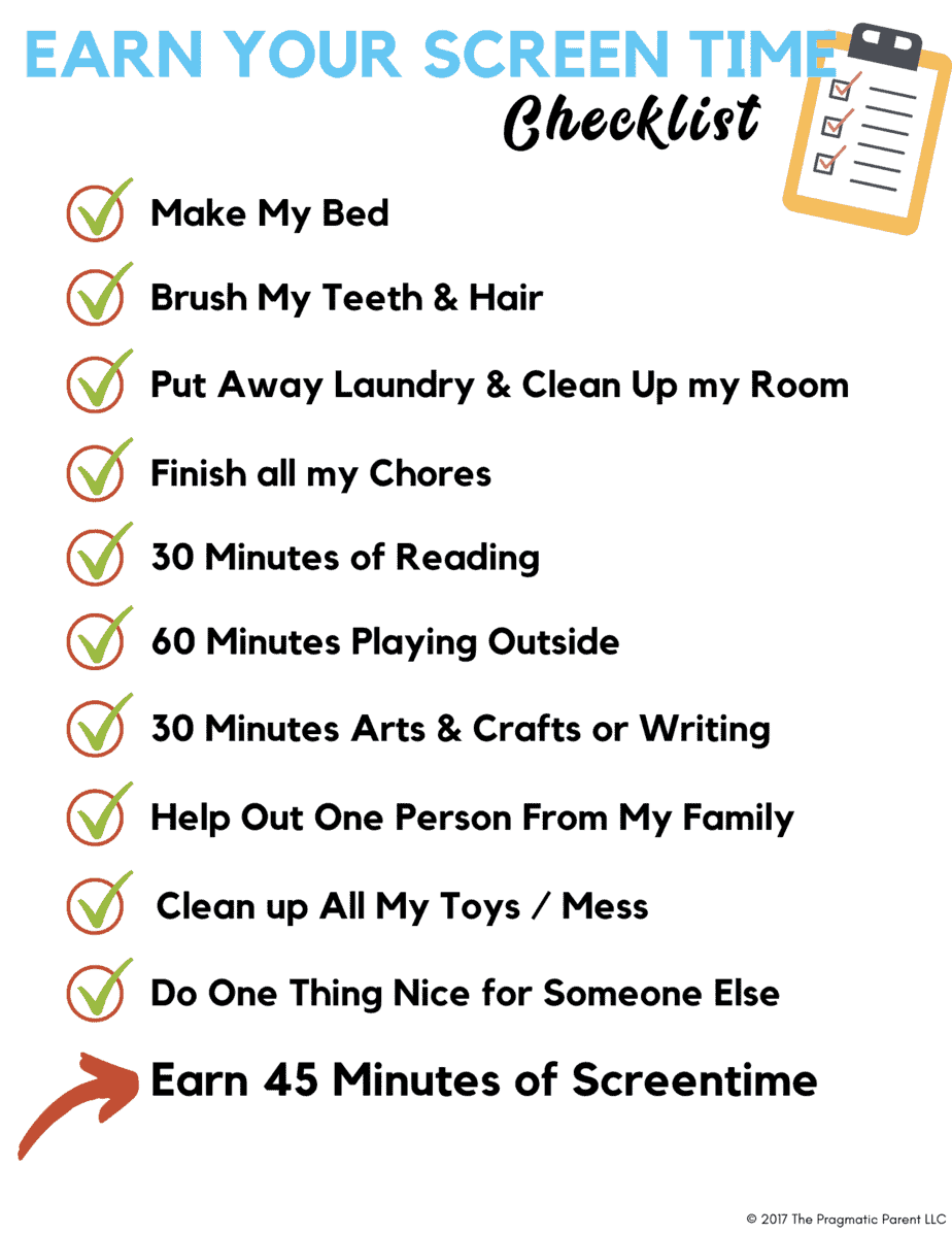 screen time rules checklist for kids