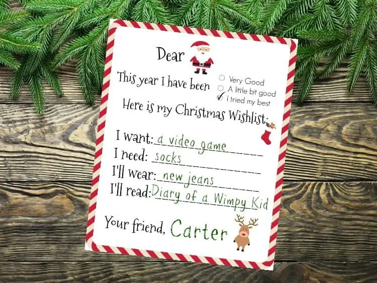 lieber Weihnachtsmann Brief